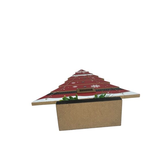 Wooden Tabletop Christmas Tree 17" Decorative with Lights Holiday Santa Claus - Picture 9 of 11